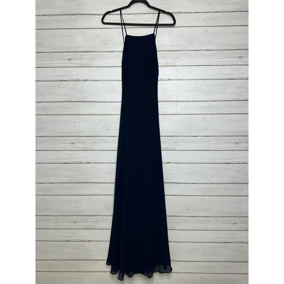Bill Levkoff Harmoni Chiffon Navy Blue Bridesmaid Formal Dress Size 14 - Picture 2 of 9